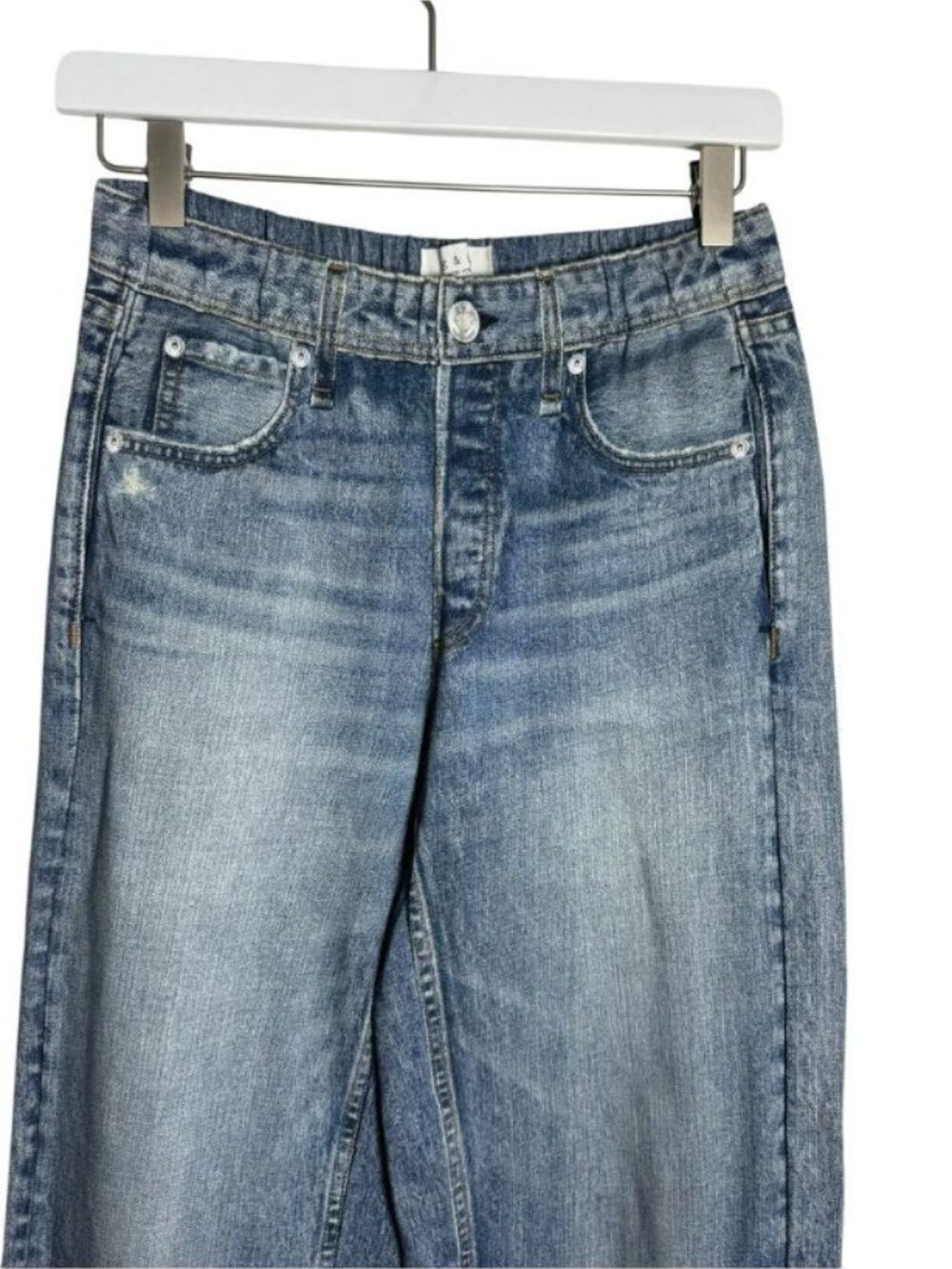 rag & bone Relaxed Wide-Leg Denim Sweatpants in Light Blue Wash - Picture 2 of 11